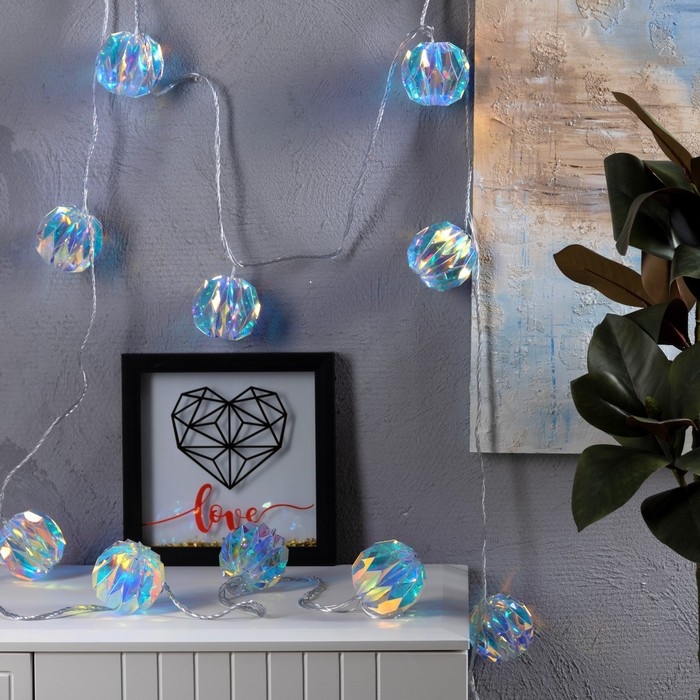 Гирлянда &laquo;Нить&raquo; 2.5 м с насадками &laquo;Фонарики&raquo;, IP20, прозрачная нить, 10 LED, свечение белое, 220 В