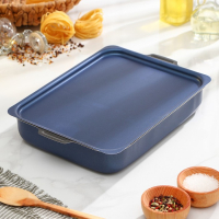 Противень прямоугольный, 23&times;30 см, h= 7 см, с крышкой, антипригарное покрытие, цвет синий