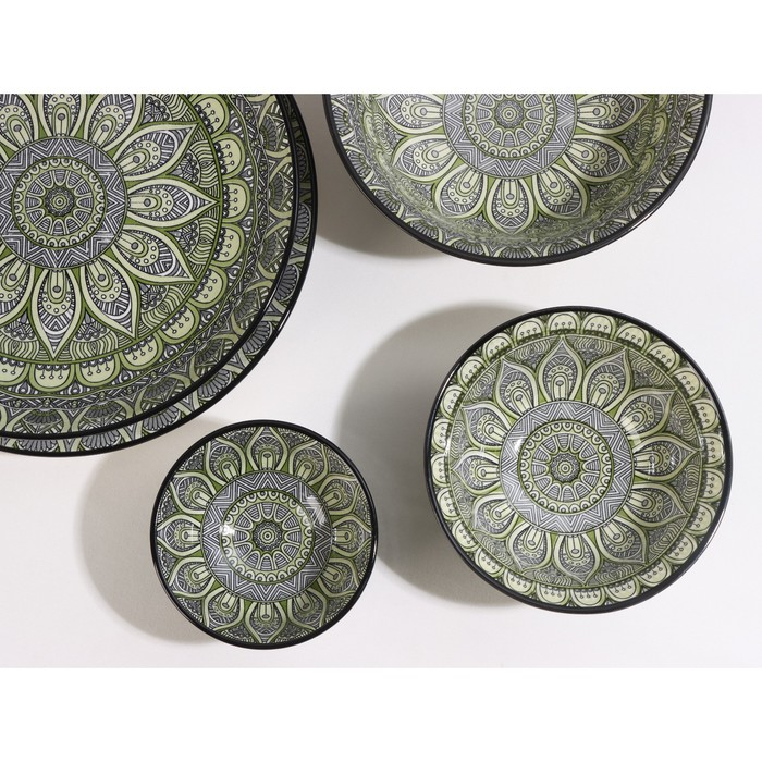 Тарелка глубокая керамическая Доляна &laquo;Мирсоле&raquo;, d=21 см, цвет зелёный