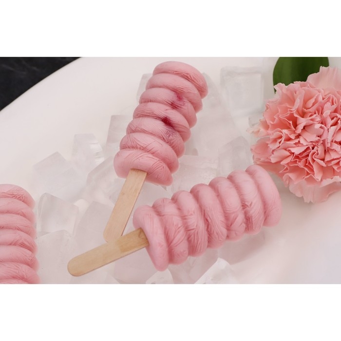 Форма для мороженого Доляна &laquo;Моника&raquo;, силикон, 19,5&times;11 см, 4 ячейки (6,7&times;3,2 см), цвет МИКС