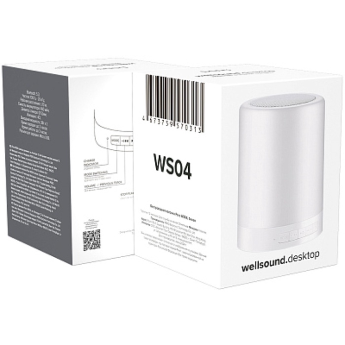 Портативная колонка PERO WS04, 3 Вт, Bluetooth 5.3, 400 мАч, подсветка, белая Портативная колонка PERO WS04, 3 Вт, Bluetooth 5.3, 400 мАч, подсветка, белая