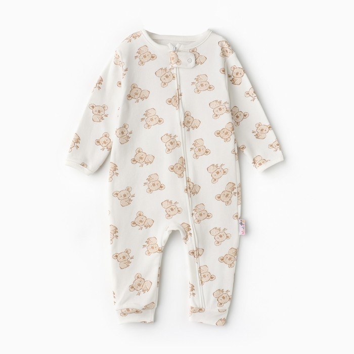 Комбинезон детский (3 шт.), цвет бежевый/зелёный/белый, рост 74 см