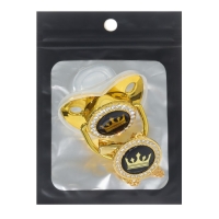 Соска - пустышка силиконовая ортодонтическая &laquo;Корона&raquo;, от 6 мес., с колпачком + держатель - цепочка, цвет золотой/черный, стразы