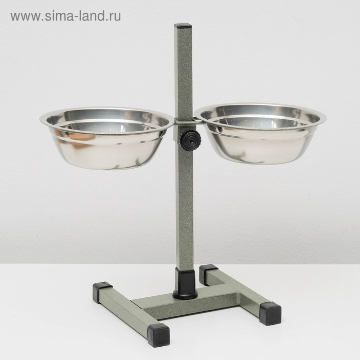 Подставка с мисками, 2 х 700 мл, высота 40 см, разборная, зелёная Подставка с мисками, 2 х 700 мл, высота 40 см, разборная, зелёная