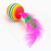 Шарик с перьями для кошек, 3,4 см, фасовка по 50 шт, микс цветов Шарик с перьями для кошек, 3,4 см, фасовка по 50 шт, микс цветов