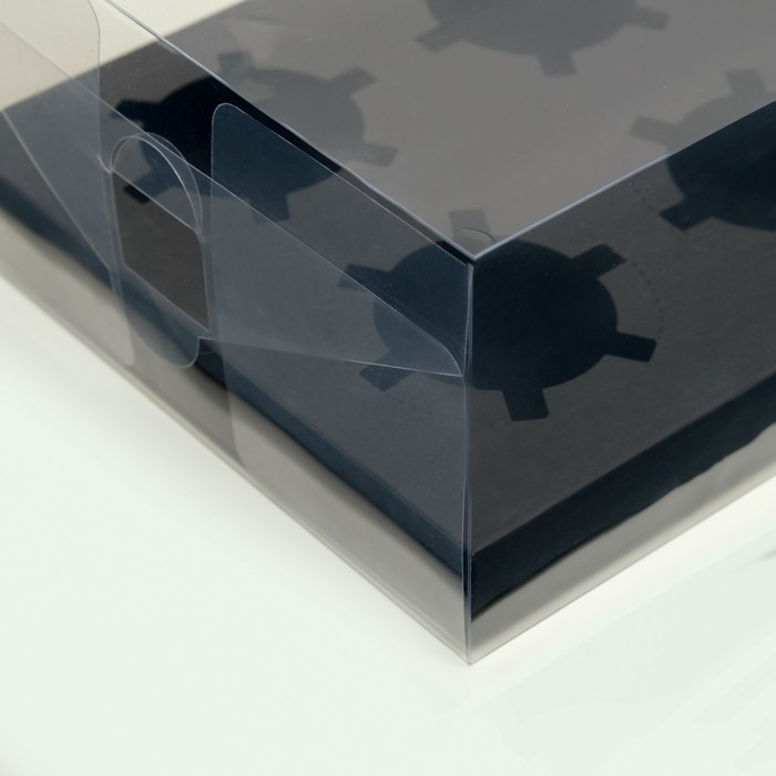 Коробка на 6 капкейков, черная, 26,8 &times; 18,2 &times; 10 см