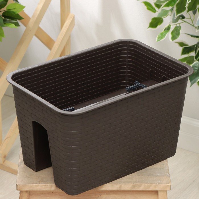 Кашпо на перила &laquo;Ротанг&raquo;, 12 л, цвет коричневый