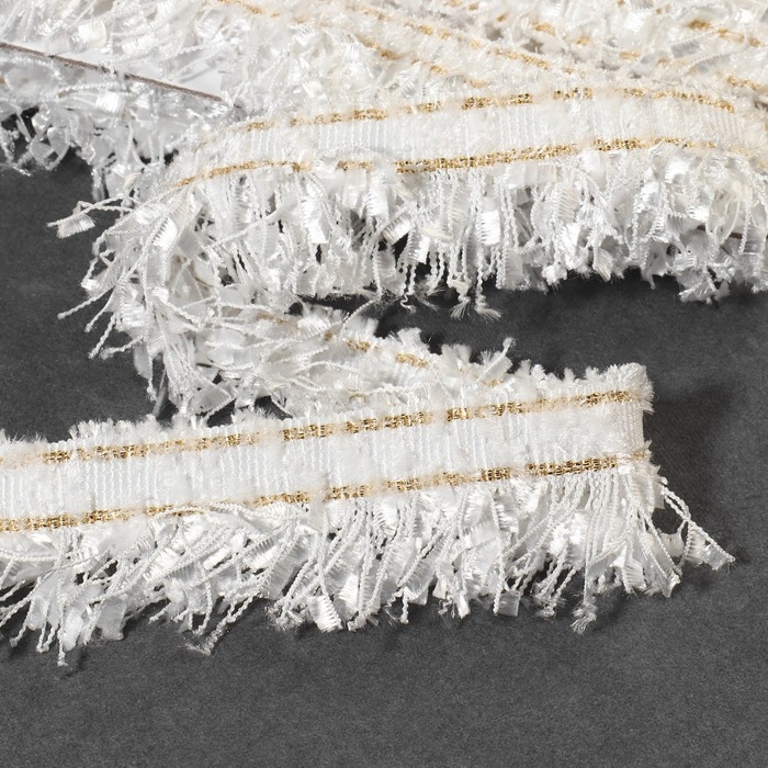 Тесьма декоративная &laquo;Твидовая&raquo;, односторонняя, 35 мм, 5 &plusmn; 0,5 м, цвет белый