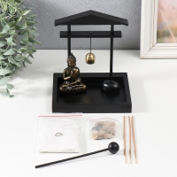 Сад Дзен "Будда у храма" песок+камни+аромапалочка+колокол 15,5х13х15 см Сад Дзен "Будда у храма" песок+камни+аромапалочка+колокол 15,5х13х15 см