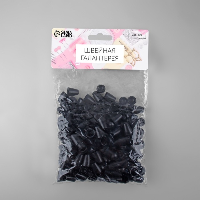 Набор наконечников для шнура d = 4 мм, 1,7 &times; 1,2 см, 100 шт, цвет чёрный