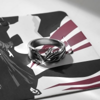 Кольцо «Япония» два лица, чёрный в серебре, безразмерное Кольцо «Япония» два лица, чёрный в серебре, безразмерное