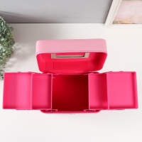 Шкатулка кожзам для косметики "Ромбы и мишки. Этажи" розовая 24,5х20,5х27 см Шкатулка кожзам для косметики "Ромбы и мишки. Этажи" розовая 24,5х20,5х27 см