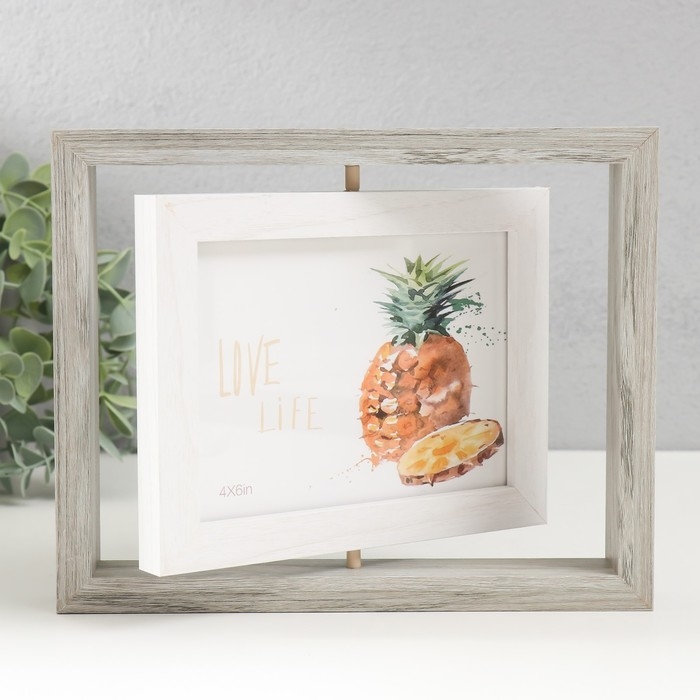 Фоторамка МДФ на 2 фото 10х15 см "Вертушка двусторонняя" серо-голубая 21,5х3х16,3 см