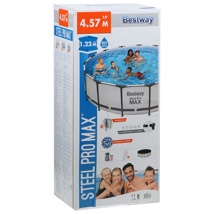 Бассейн каркасный Steel Pro MAX, 457 х 122 см, фильтр-насос, лестница, тент, 56438 Bestway Бассейн каркасный Steel Pro MAX, 457 х 122 см, фильтр-насос, лестница, тент, 56438 Bestway