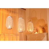 Подсвечник металл, PVC "Фонарик. Плетёнка" белый 39х25х25 см