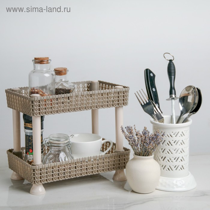 Этажерка настольная 2 яруса &laquo;Плетение&raquo;, 24&times;15&times;20 см, цвет МИКС