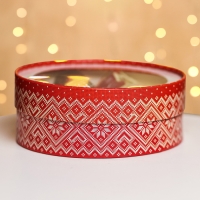 Новый год. Коробка подарочная новогодняя для макарун тубус с окном "Узор" 18 х 18 х 6 см. Новый год. Коробка подарочная новогодняя для макарун тубус с окном "Узор" 18 х 18 х 6 см.