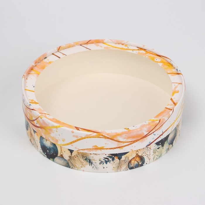 Коробка подарочная новогодняя для макарун тубус с окном Коробка подарочная новогодняя для макарун тубус с окном "Шарики", 20 х 6 см. Новый год