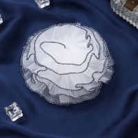 Резинка для волос бант "Школьница" волна контраст, 14 см, сине-белый