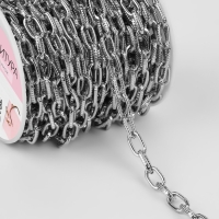 Цепочка для сумки, рельефная, железная, 1,9 &times; 7 &times; 10,5 мм, 10 &plusmn; 0,5 м, цвет серебряный