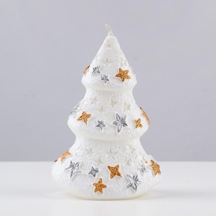 Свеча декоративная "Снежная ёлочка", 11,5х7,5х6 см, белый