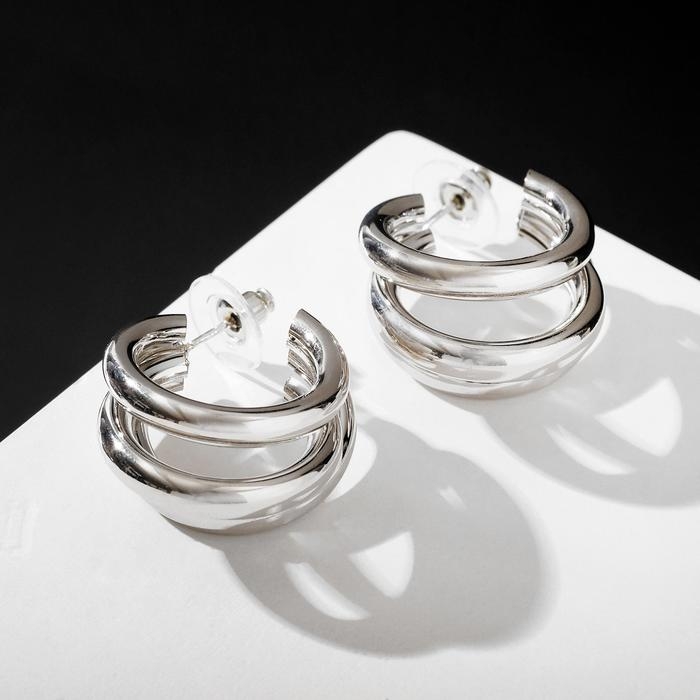 Серьги-кольца &laquo;Тринити&raquo; d=2, цвет серебро