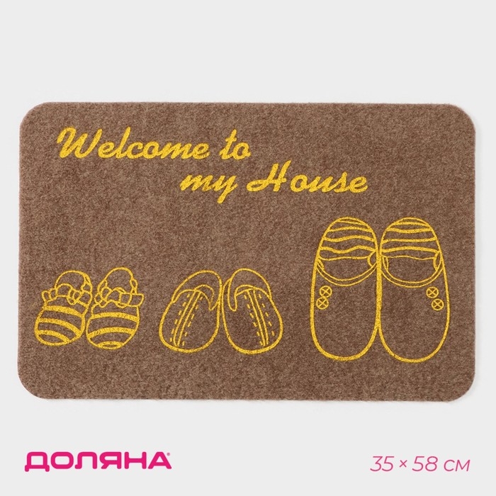 Коврик придверный грязезащитный Доляна &laquo;Тапочки&raquo;, влаговпитывающий, 35&times;58 см, цвет МИКС