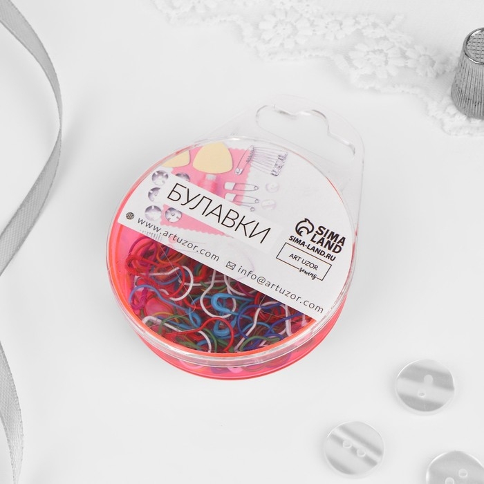 Булавки с круглым концом, 22 мм, 100 шт, цвет разноцветный