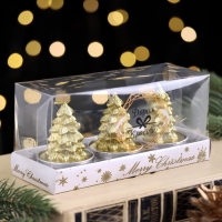 Набор свечи новогодние"Ёлка золотая", 4&times;6 см,