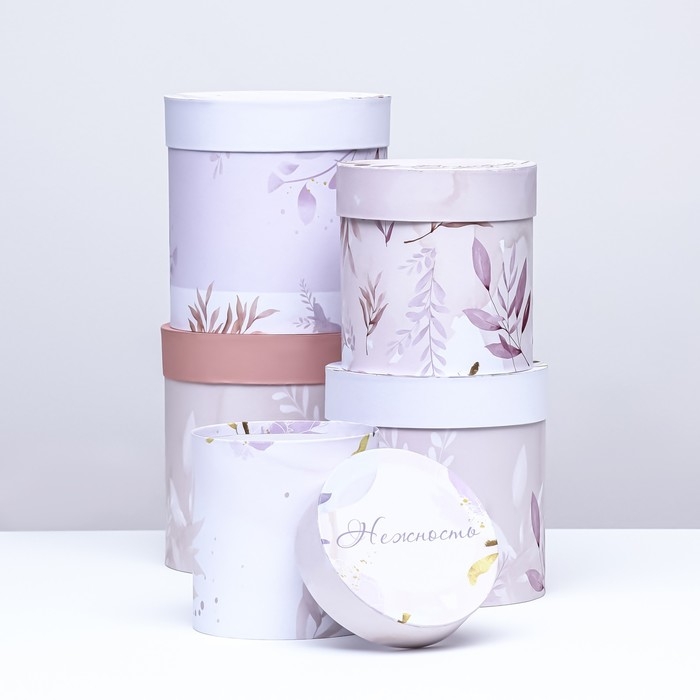 Набор круглых коробок 5 в 1 Набор круглых коробок 5 в 1 "Умиротверение" ,19,5 х 19,5 - 14 х 14 см