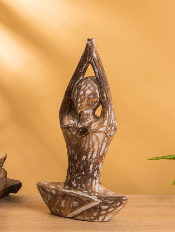 Набор сувенирный "Медитация" дерево, h - 30,25 и 20 см, цв. коричневый