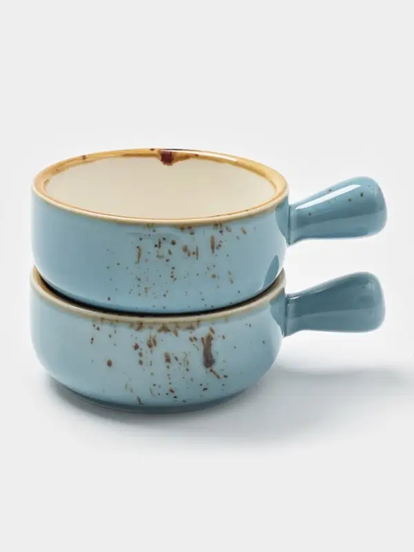 Кокотницы Magistro &laquo;Церера&raquo;, набор 2 шт., 100 мл, d=7.5 см, фарфор, голубые