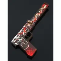 Набор сувенирное оружие &laquo;Красный с золотом&raquo;, автомат, пистолет с глушителем, нож-штык, 3 шт