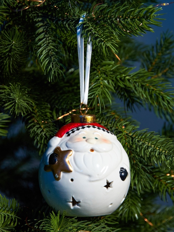 Елочный шар "Дед Мороз" 10х8.6х8.6, 1 LED, LR44x3(в компл.), Т/БЕЛЫЙ