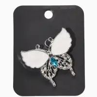 Брошь "Бабочка", цвет бело-голубая в серебре