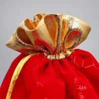 Мешочек подарочный замша &laquo;Поздравляю от души&raquo;, снежинки, тиснение, 20 х 30 см +/- 1.5 см, Новый год