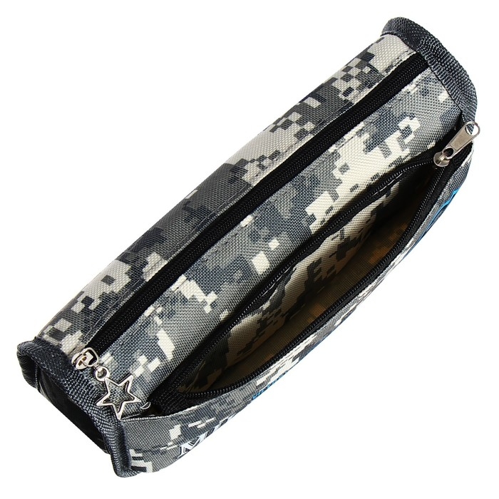 Пенал мягкий 2 отделения, 80 х 210 х 65 мм, объёмный, Calligrata "Миллитари", зелёный