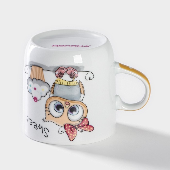 Набор детской посуды из керамики Доляна &laquo;Совёнок&raquo;, 3 предмета: кружка 230 мл, миска 400 мл, тарелка d=18 см