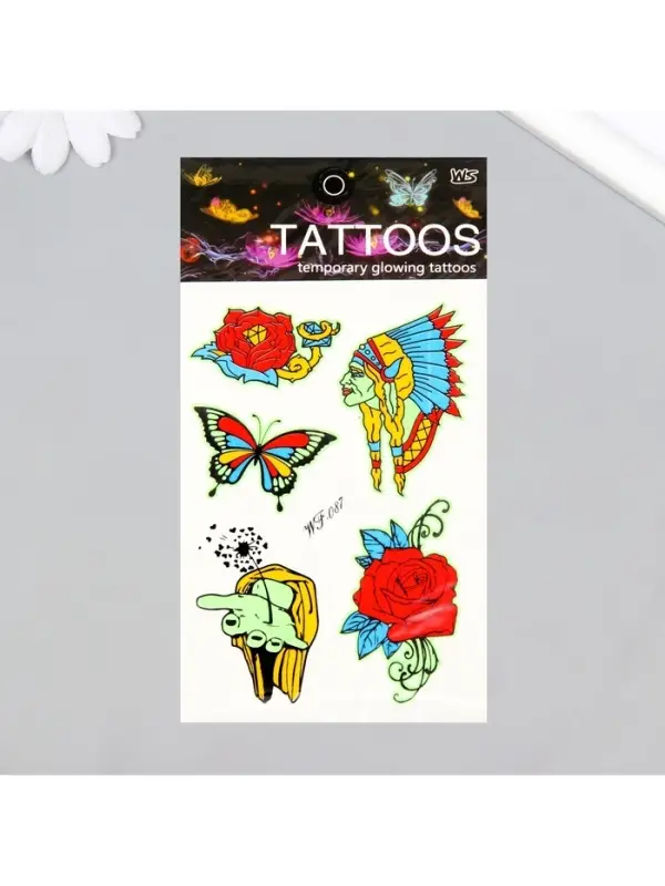 Переводные тату на тело светящиеся цветные &laquo;Этника&raquo;, 14.3&times;7.5 см