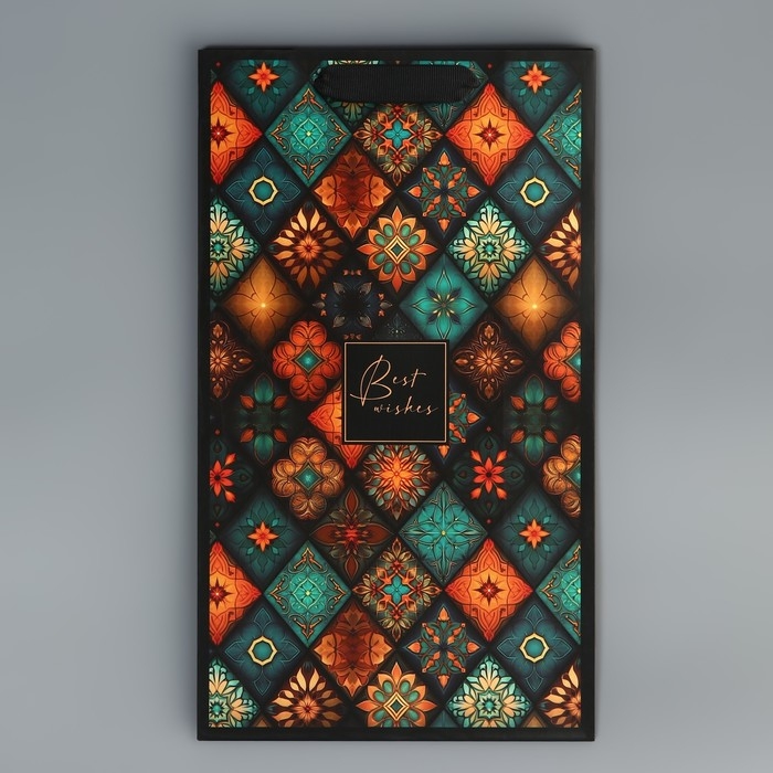 Пакет подарочный под две бутылки, упаковка, &laquo;Best wishes&raquo;, 35 х 20 х 9 см