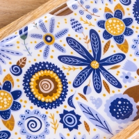 Блюдо прямоугольное "Васильки" дерево манго 41х15 см