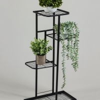 Подставка для цветов Greengo, 4 полки, 43 &times; 22 &times; 82 см, напольная, металл, чёрная