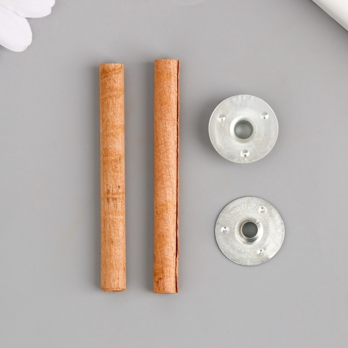 Фитиль для свечи дерево с металлическим держателем круглый набор 2 шт 0,6х6,5 см Фитиль для свечи дерево с металлическим держателем круглый набор 2 шт 0,6х6,5 см