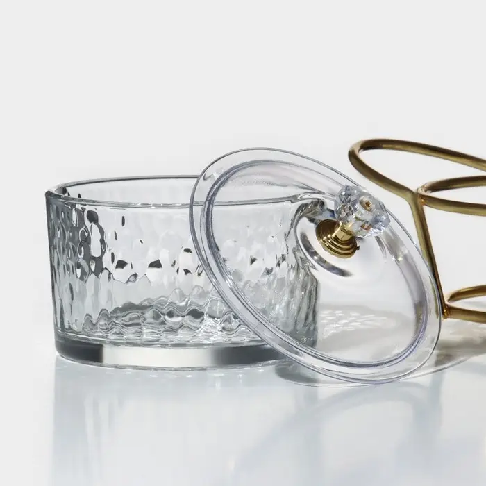 Набор стеклянных конфетниц &laquo;Богема&raquo;, на подставке 24&times;9,5&times;8,5 см, 2 шт, цвет металла золотой