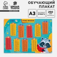 Обучающий плакат &laquo;Таблица умножения&raquo;, 250 г/м2, А3