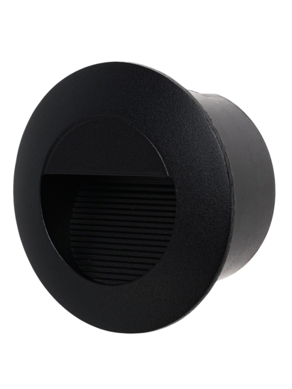 Встраиваемый светильник для лестницы, IP65, 3 Вт, 4000К, 50х50, круг, черный