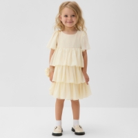 Платье для девочки MINAKU: PartyDress, цвет молочный, рост 116 см Платье для девочки MINAKU: PartyDress, цвет молочный, рост 116 см