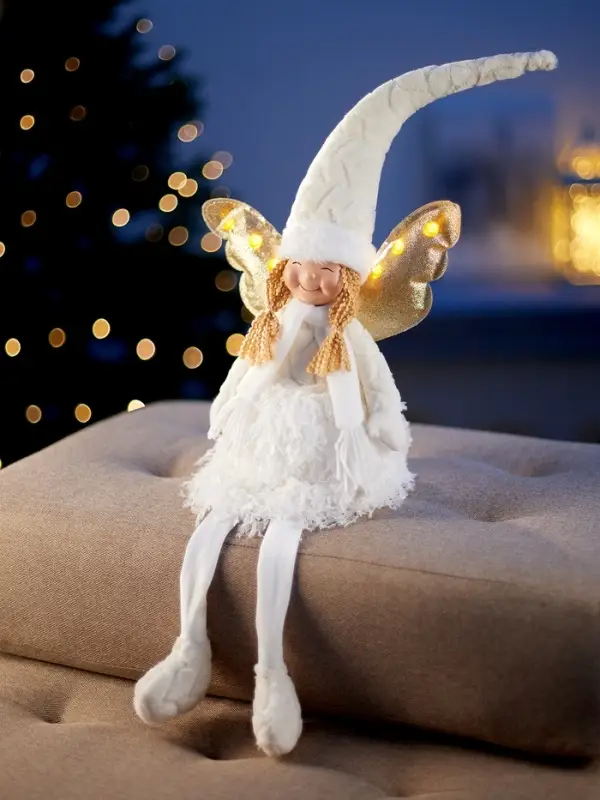 Фигура текстиль &laquo;Кукла в белом&raquo; 70 см, 6 LED, AG10x3 (в компл.), Т/БЕЛЫЙ