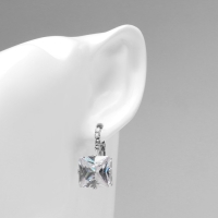 Серьги &laquo;Циркония&raquo; мини, квадрат, цвет белый в серебре