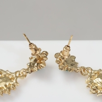 Серьги со стразами «Ажур» дуэт, цвет изумрудный в золоте Серьги со стразами «Ажур» дуэт, цвет изумрудный в золоте